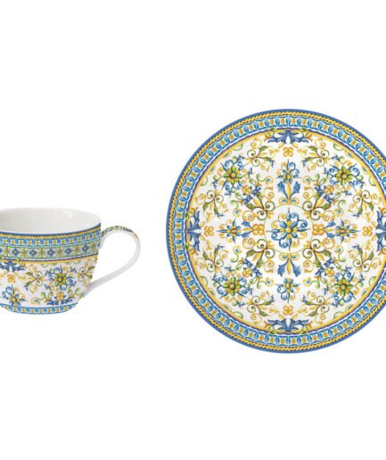 Set X 6 Tazas De Café C/Platos Limones